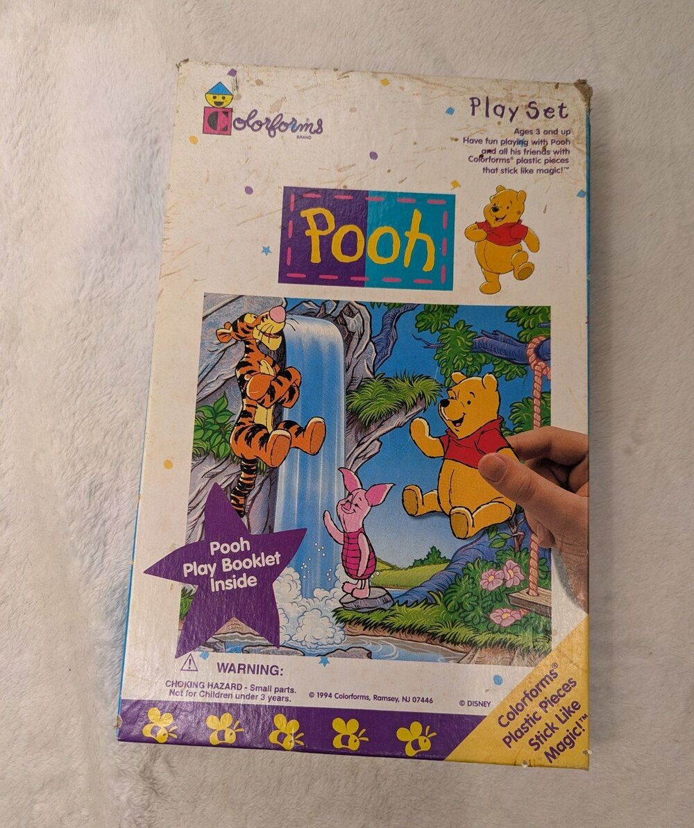 Colorforms Pooh Play Set Plastic Pieces Stick Like Magic cut forms uncut